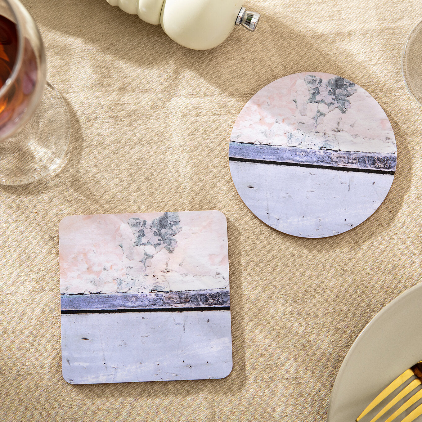 Aspect 'Stripe' pink and blue coaster