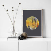 Charcoal Grey and Baked Yellow Abstract, Wall Art Print - 'Nomad Texture Eclipse'