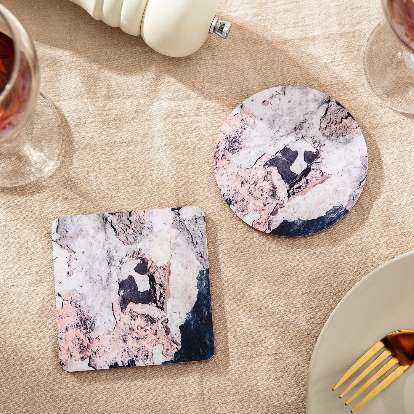 Aspect 'Texture', pink and blue coaster