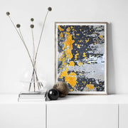 Yellow Ochre and Dark Charcoal Abstract, wall art print - 'Nomad Splash'
