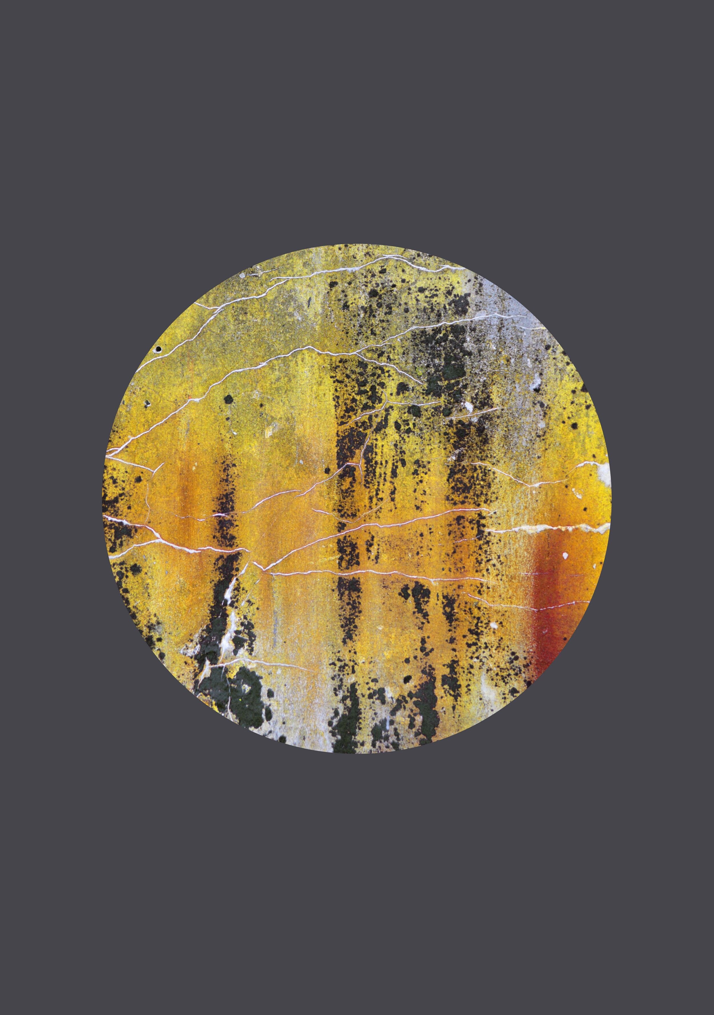Charcoal Grey and Baked Yellow Abstract, Wall Art Print - 'Nomad Texture Eclipse'