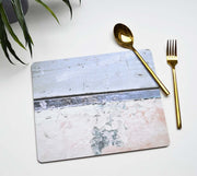 Set of Four Pink and Blue Rectangle 'Aspect Stripe' Placemats