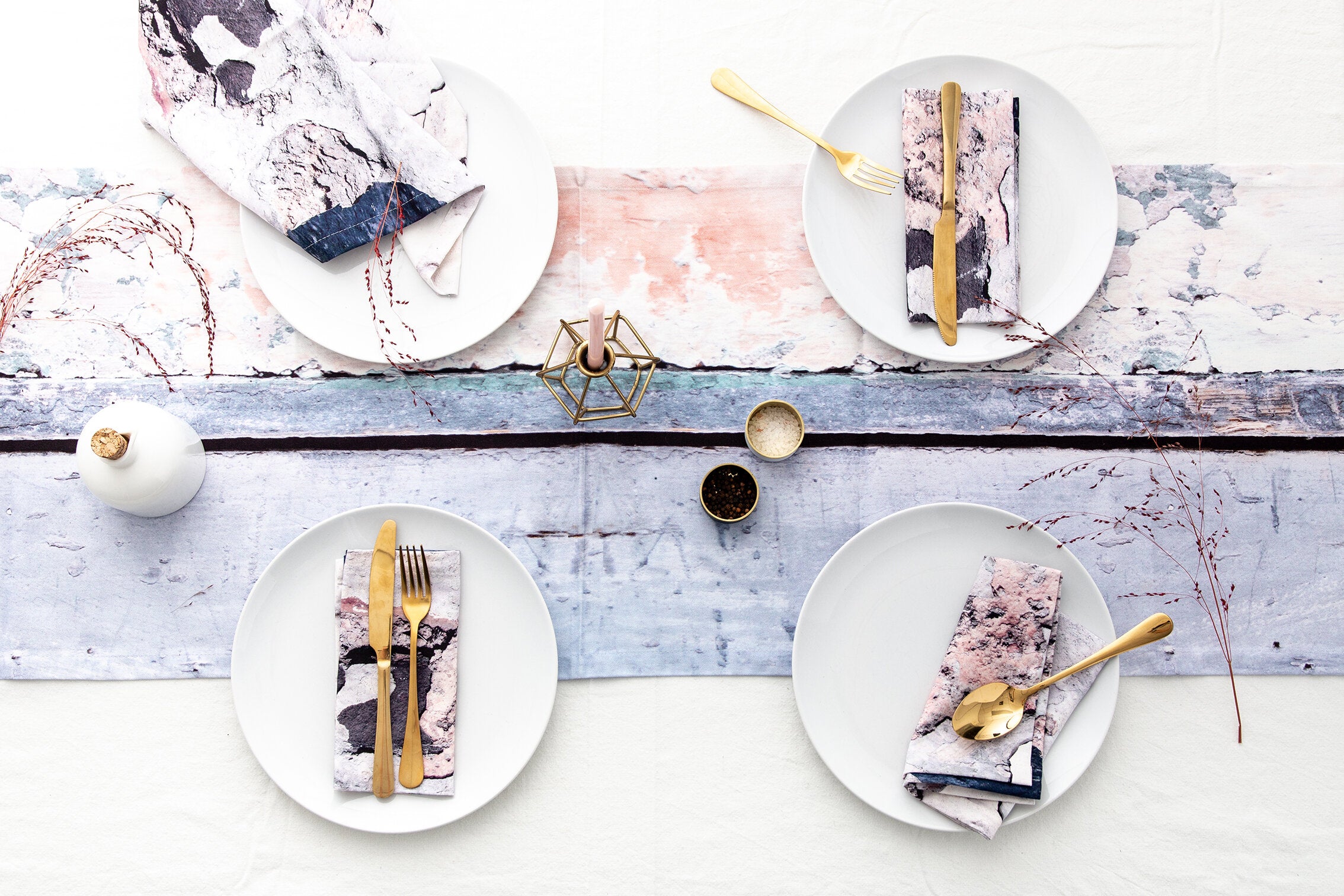 Abstract Textured Cotton Table Runner - 'Aspect Stripe'