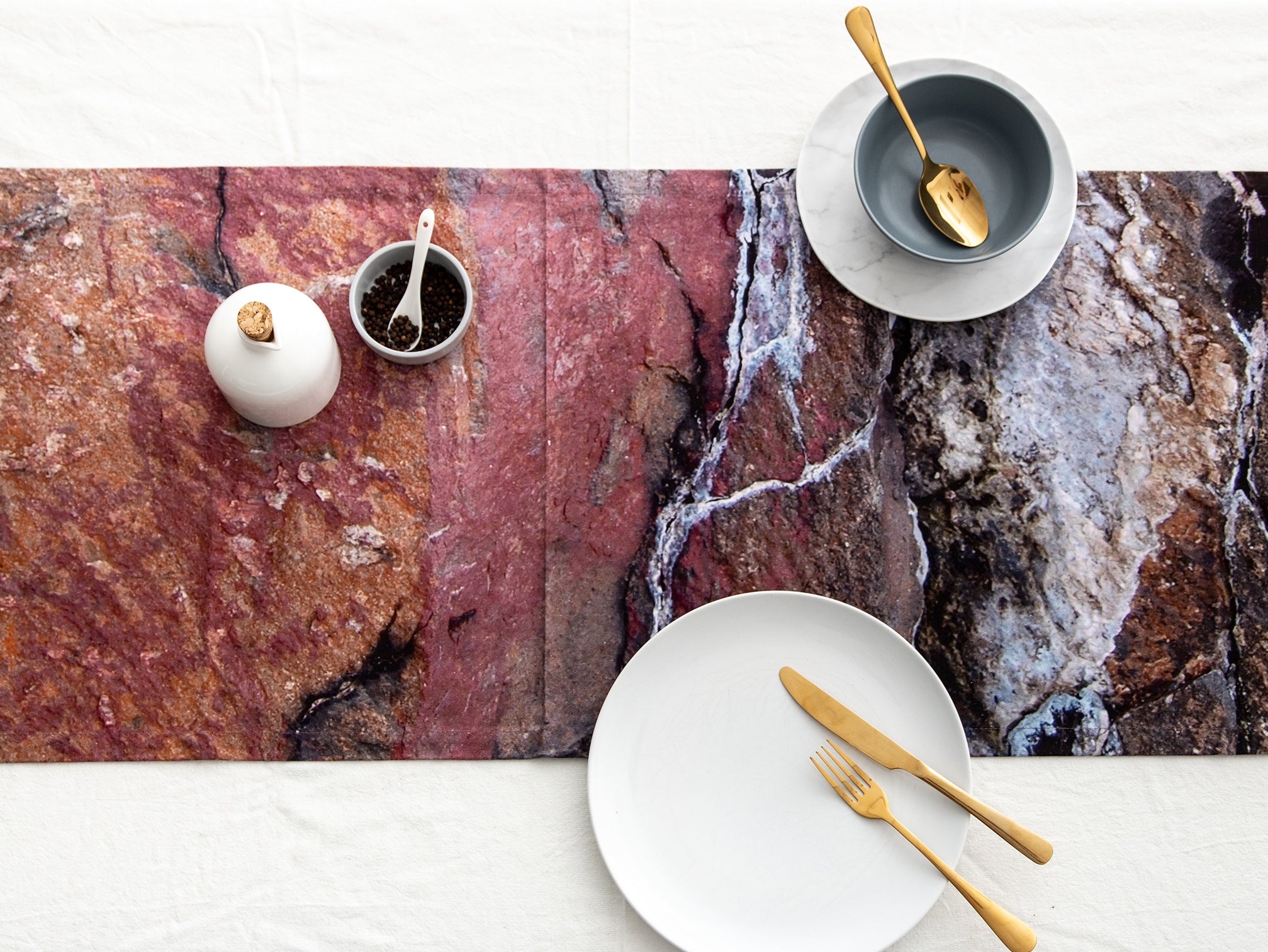 Abstract Textured Cotton Table Runner - 'Earth'