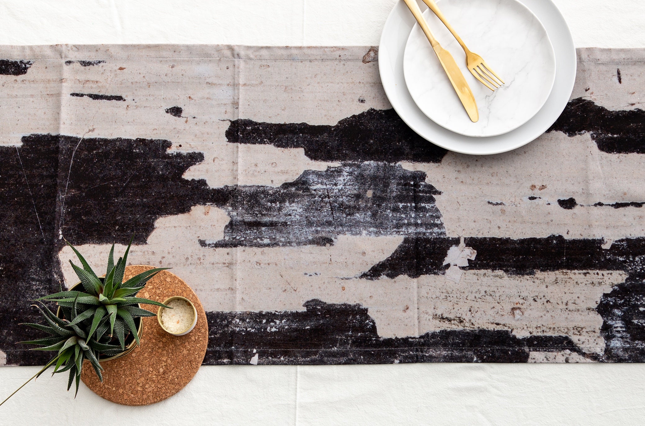 Abstract Textured Cotton Table Runner - 'Monochrome'