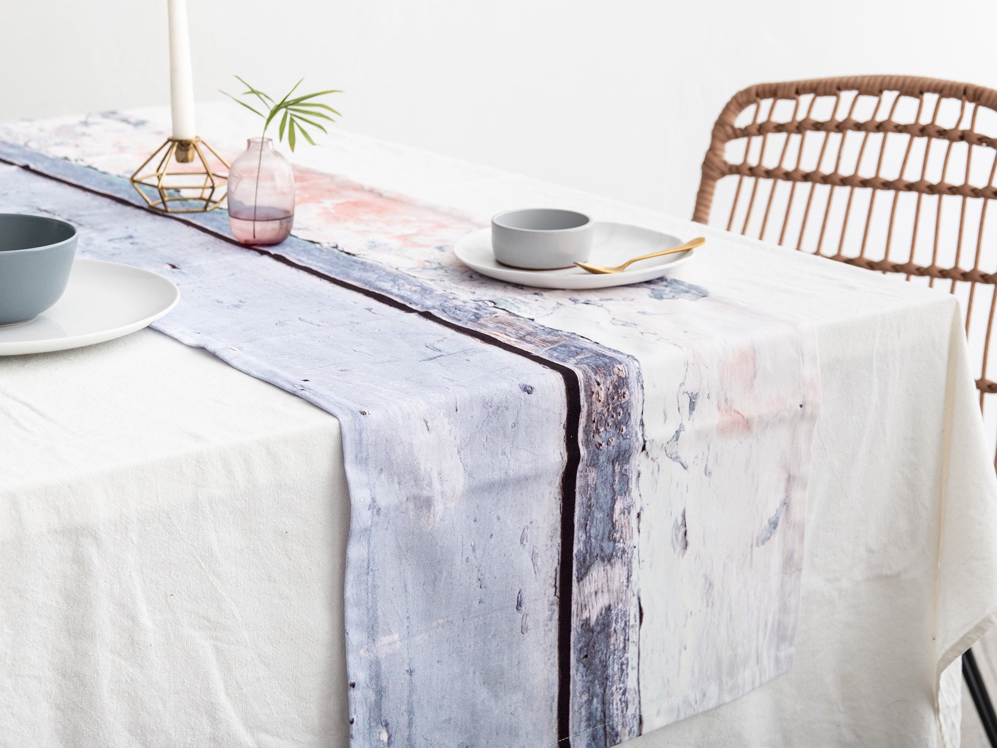 Abstract Textured Cotton Table Runner - 'Aspect Stripe'