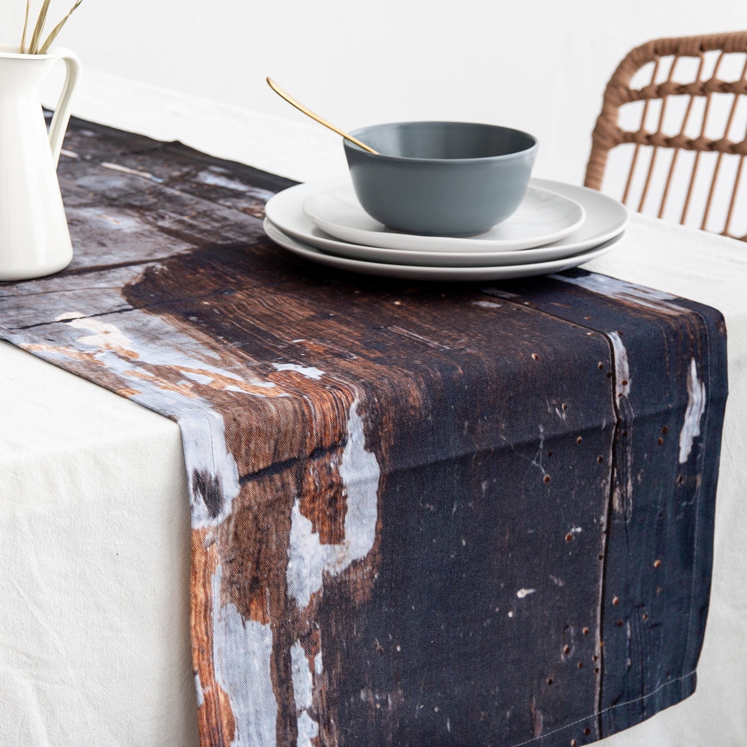 Abstract Textured Cotton Table Runner - 'Wholesome'