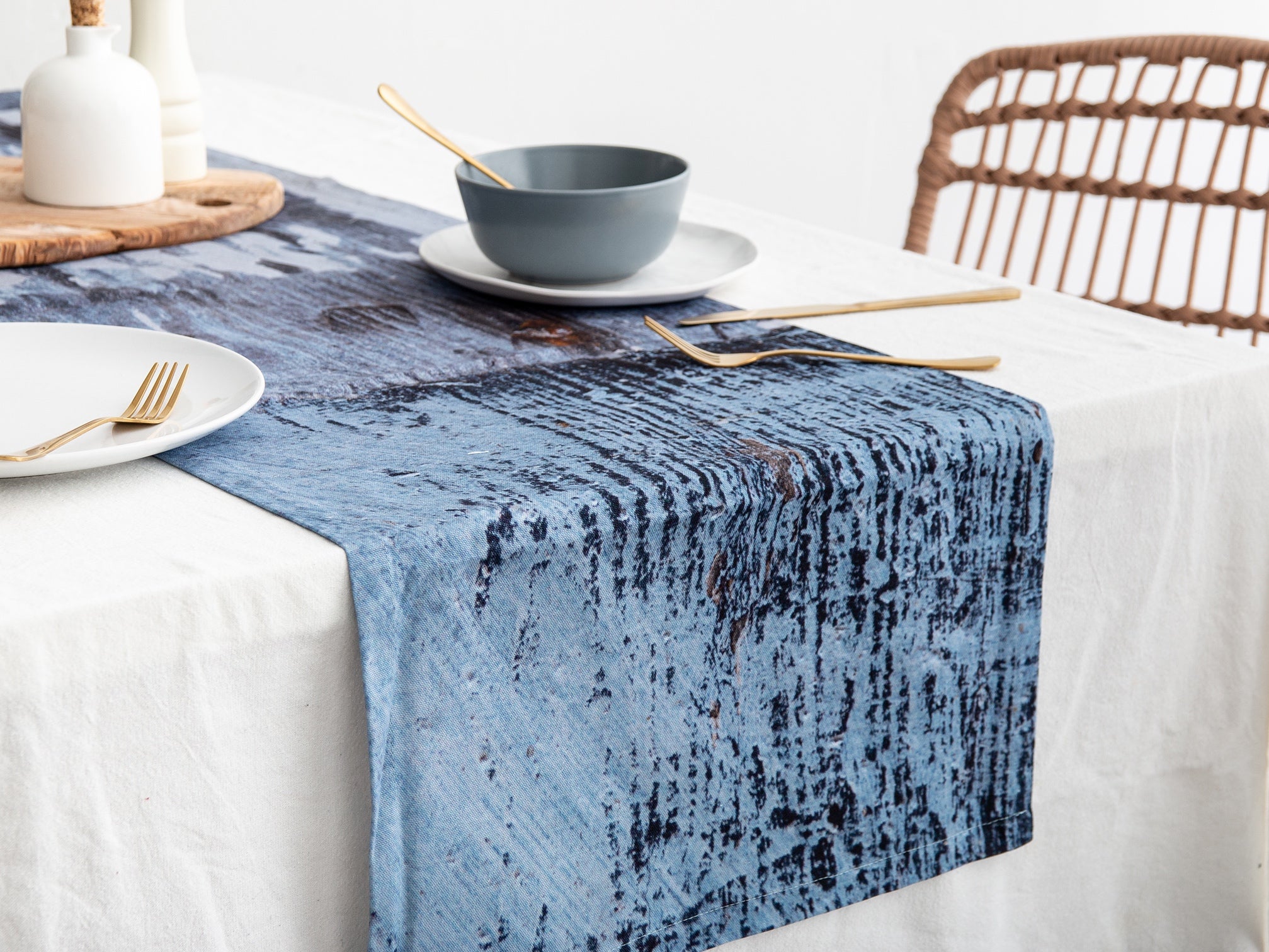 Abstract Textured Cotton Table Runner - 'Breeze'