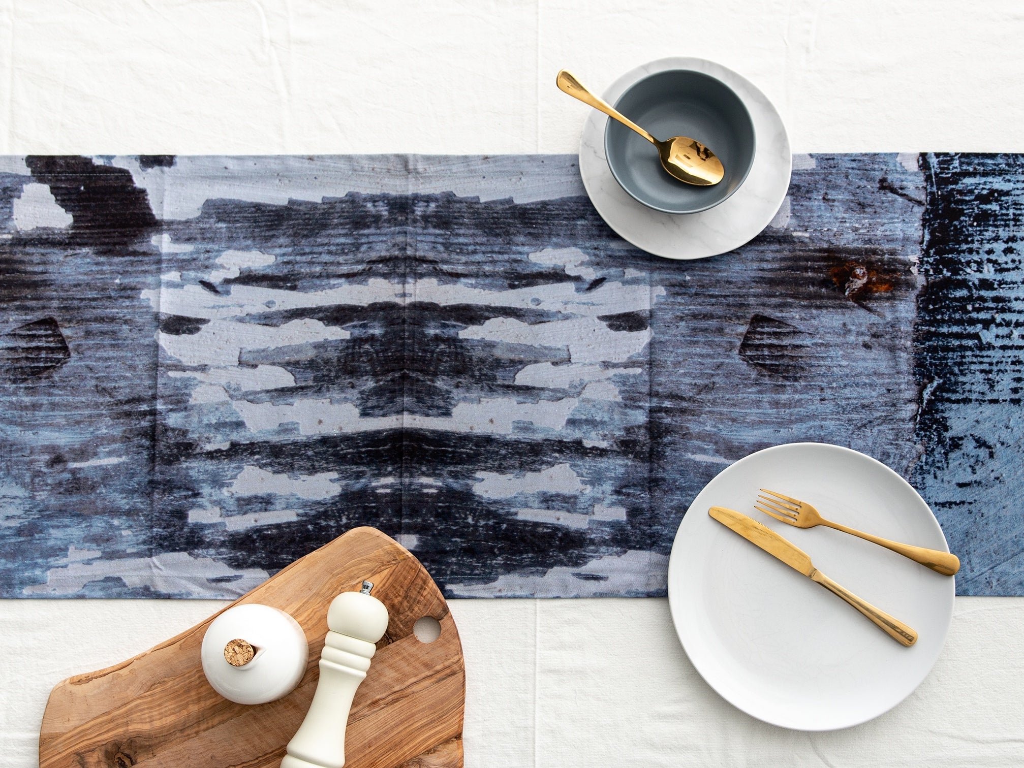 Abstract Textured Cotton Table Runner - 'Breeze'