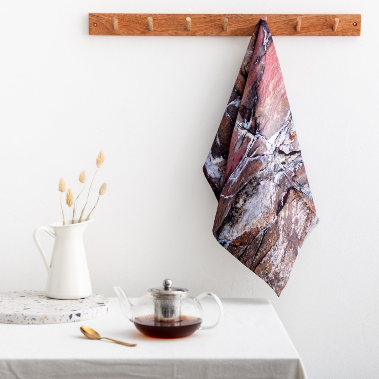 Abstract Textured Cotton Tea Towel - 'Earth'