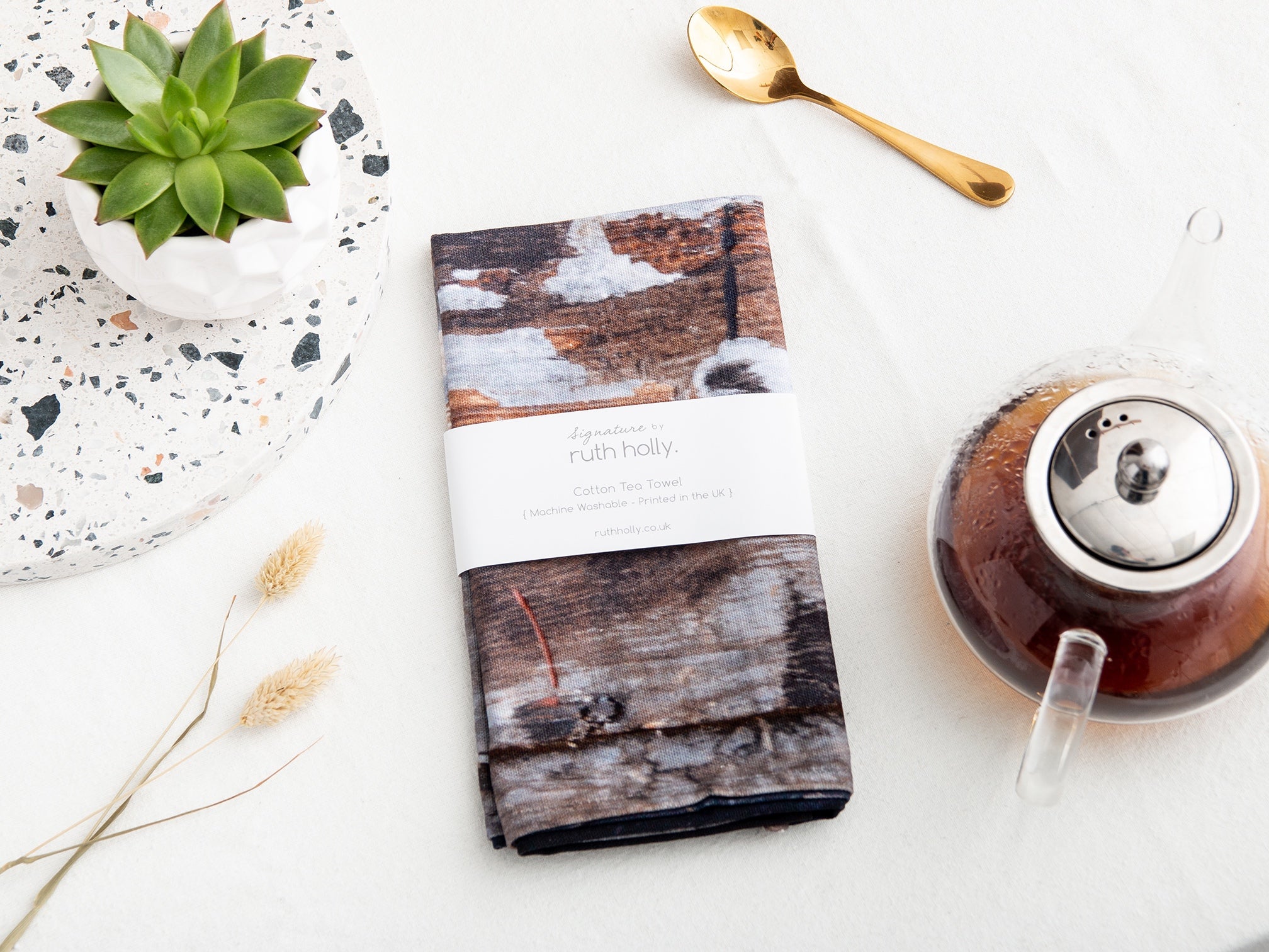 The Wholesome, Abstract Print, Espresso Tea Towel