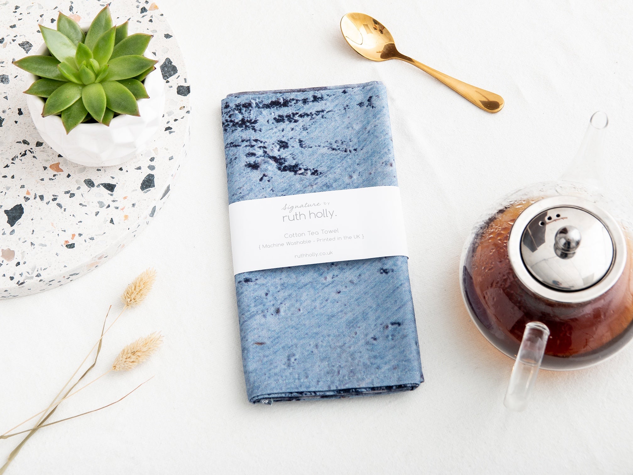 The Breeze, Abstract Print, Blue Tea Towel