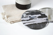 Charcoal and Taupe abstract pattern Pocket Mirror  - 'Monochrome'
