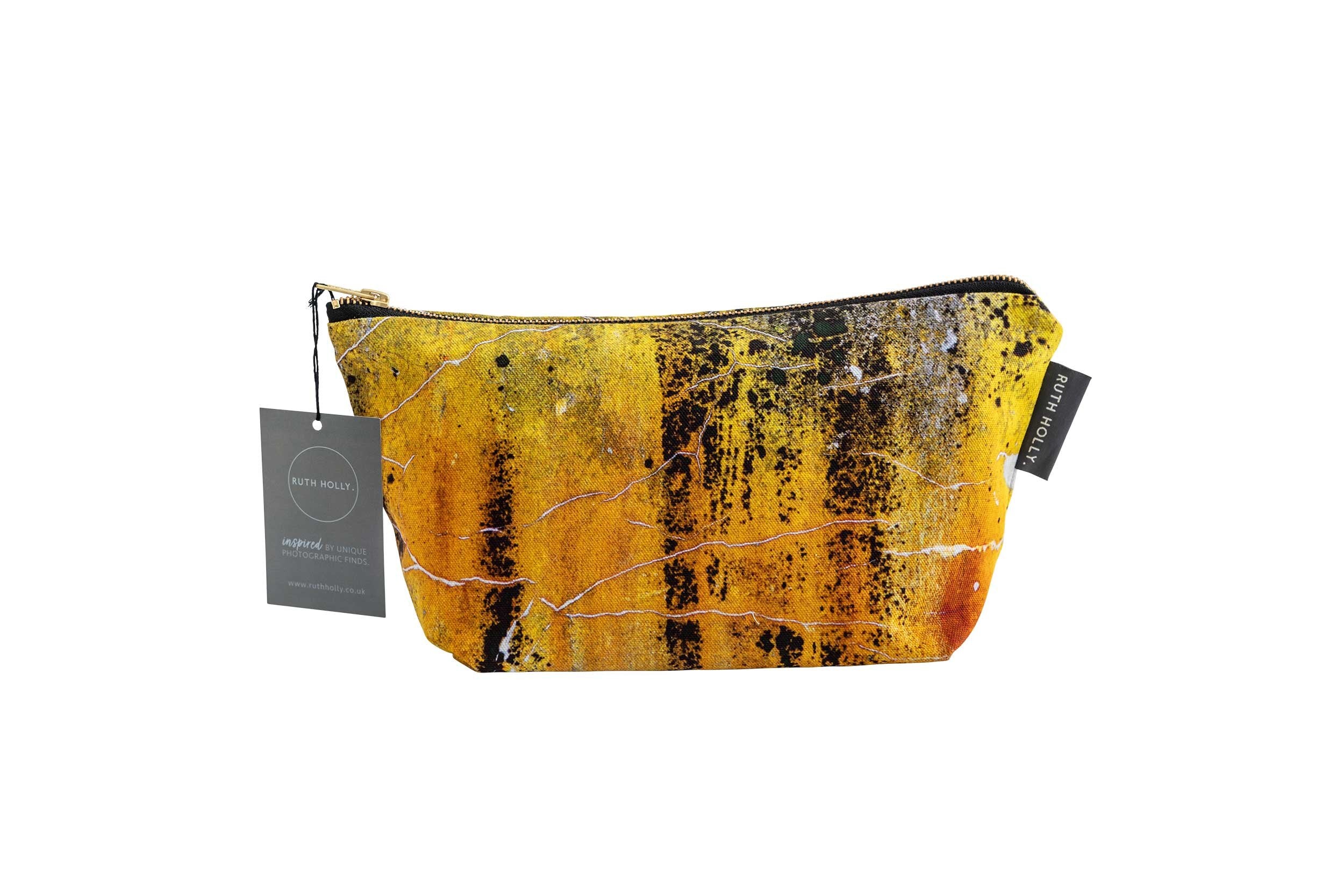 The Nomad Texture Make Up Wash Bag, Charcoal Grey and Yellow