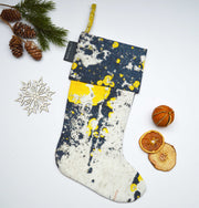 Charcoal Grey, White and Yellow handmade Christmas Stocking