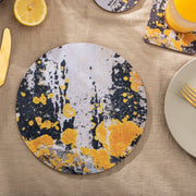 The Nomad Splash Round Placemat, Set of Four, Charcoal Grey and Yellow