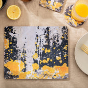 The Nomad Splash Rectangle Placemat, Set of Four, Charcoal Grey and Yellow