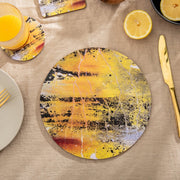 Set of Four, Baked Yellow Ochre Mix, Round Placemats - 'Nomad Texture'
