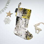 Stylish monochrome with yellow, handmade Christmas stocking