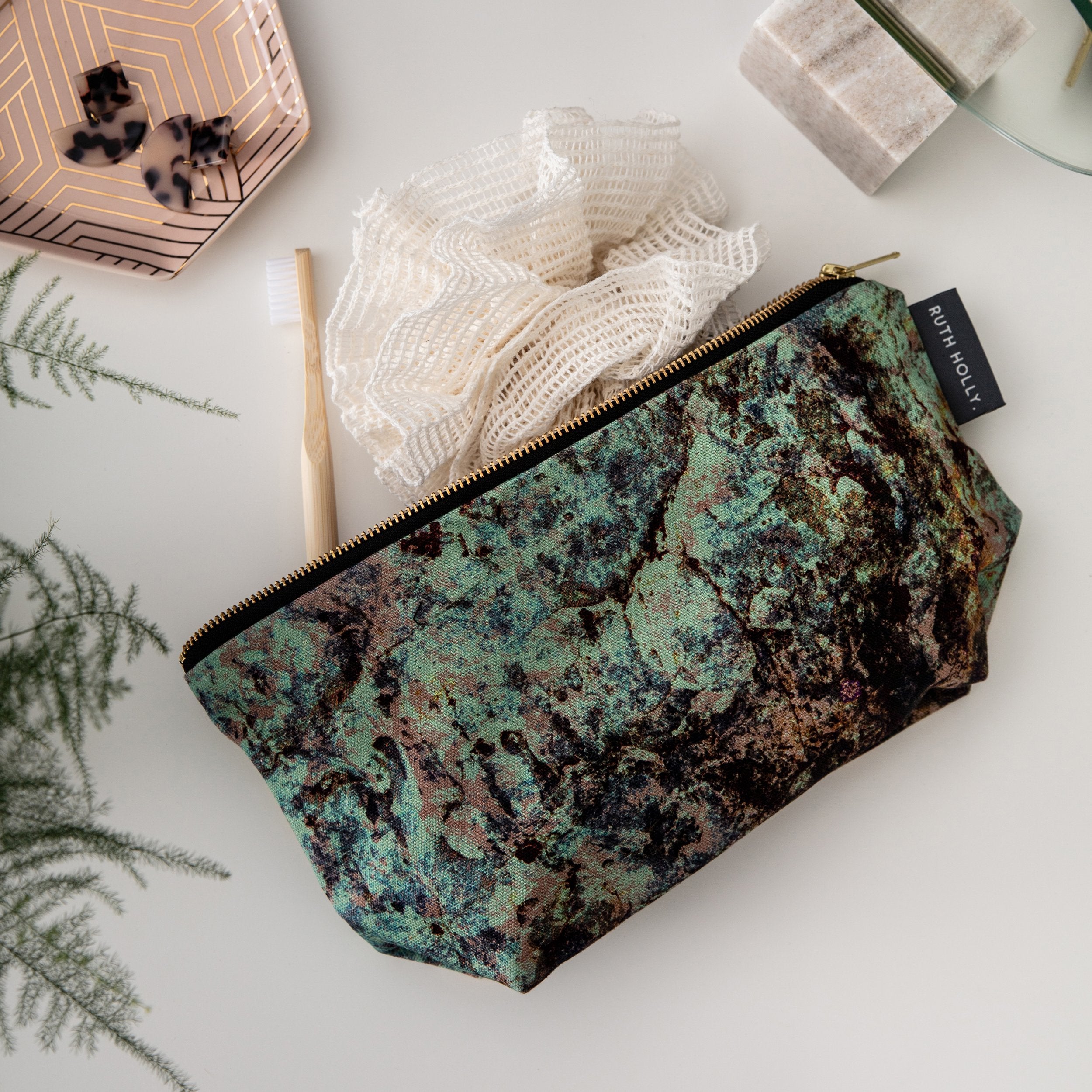 The Goddess Lagoon Make Up Wash Bag, jade green