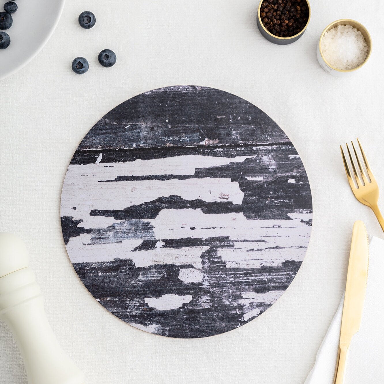 Set Of Four Round Monochrome Placemats