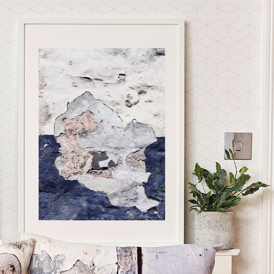 Navy and White, Organic Wall Art Print - 'Aspect Texture'