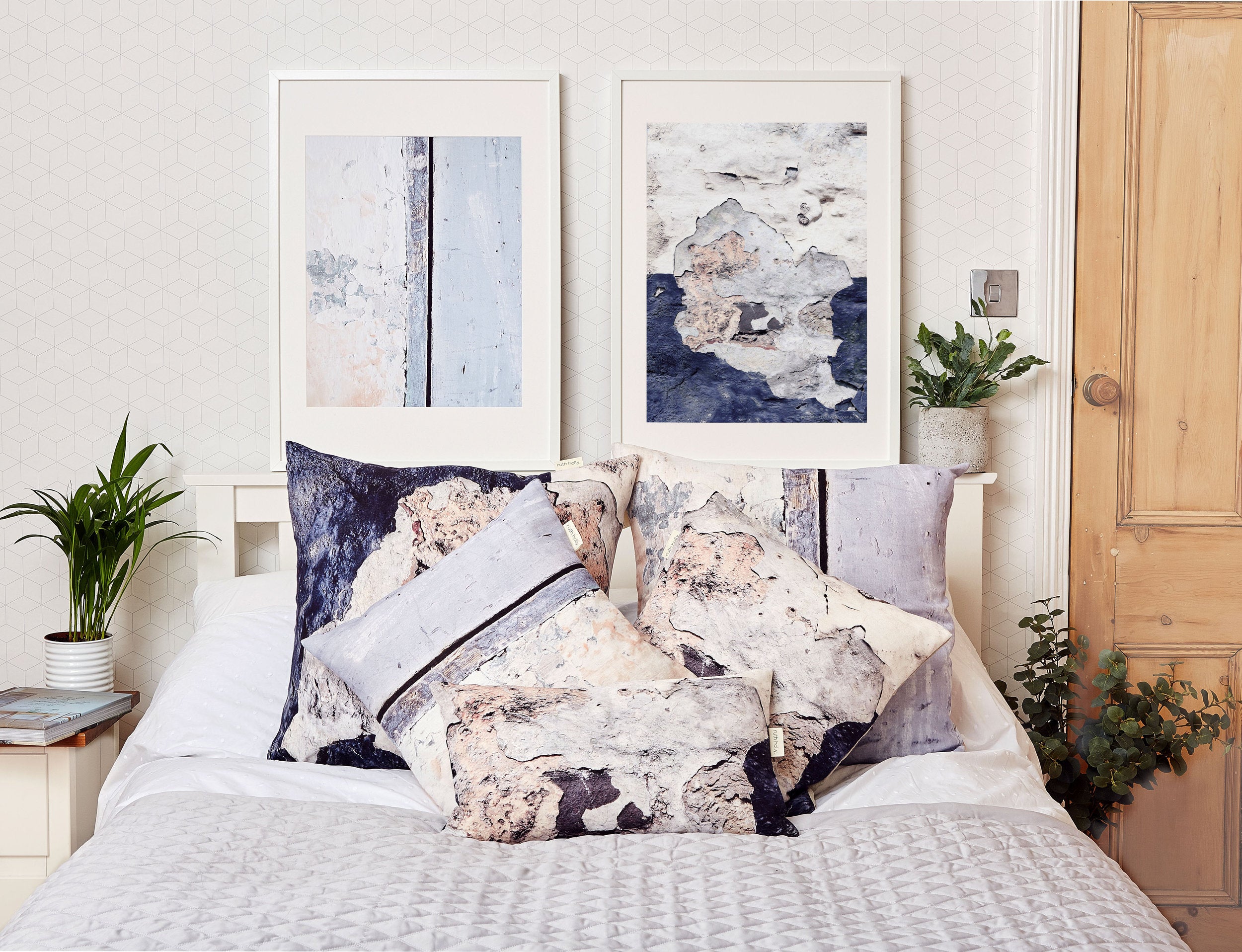 Navy and White, Organic Wall Art Print - 'Aspect Texture'