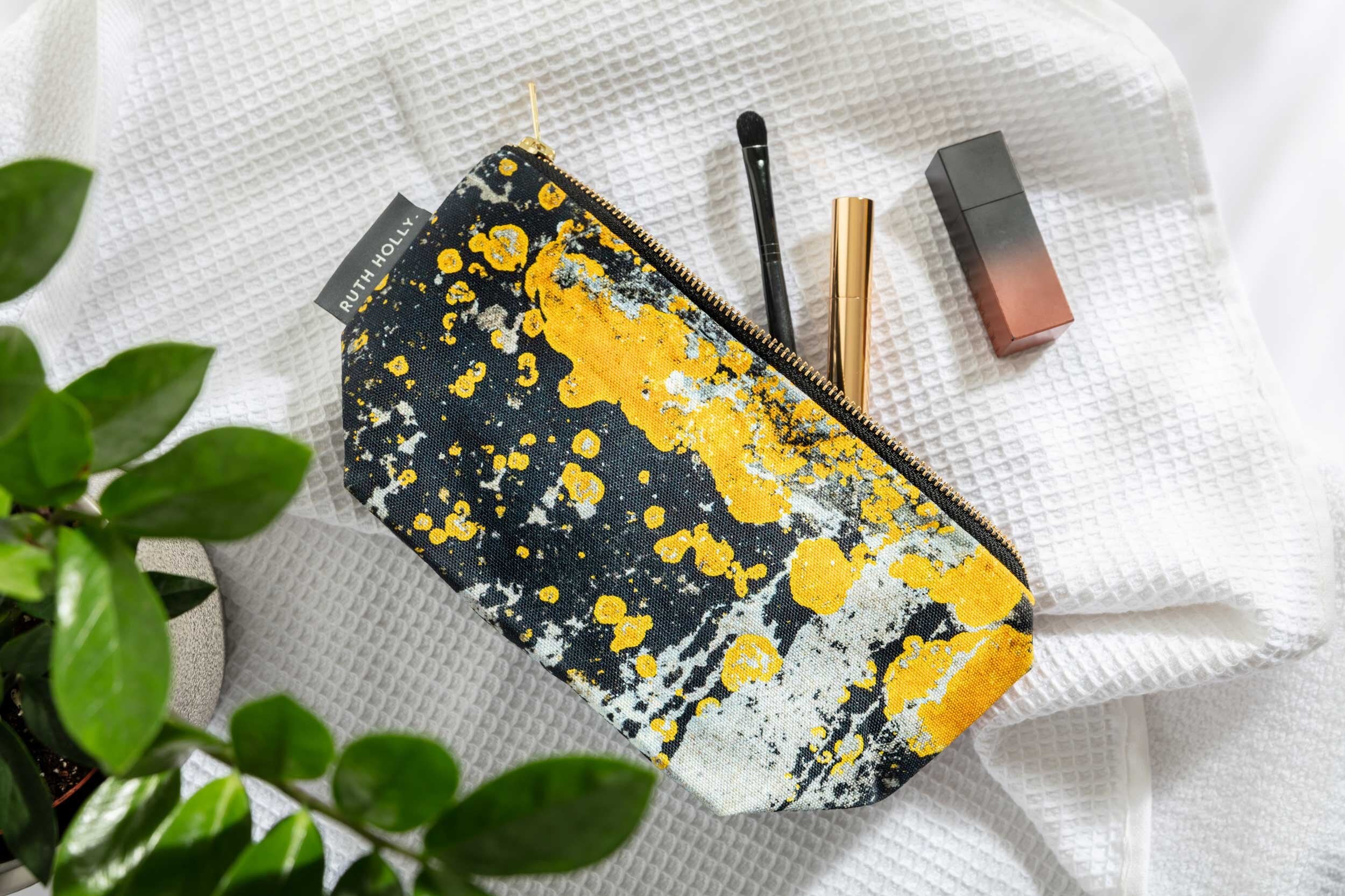 The Nomad Splash Make Up Wash Bag, Charcoal Grey and Yellow